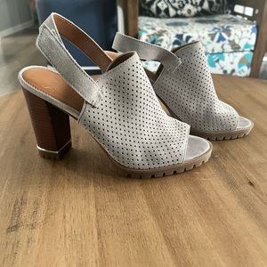 Franco Sarto Grey and Brown Open Toe Sling Back Heel